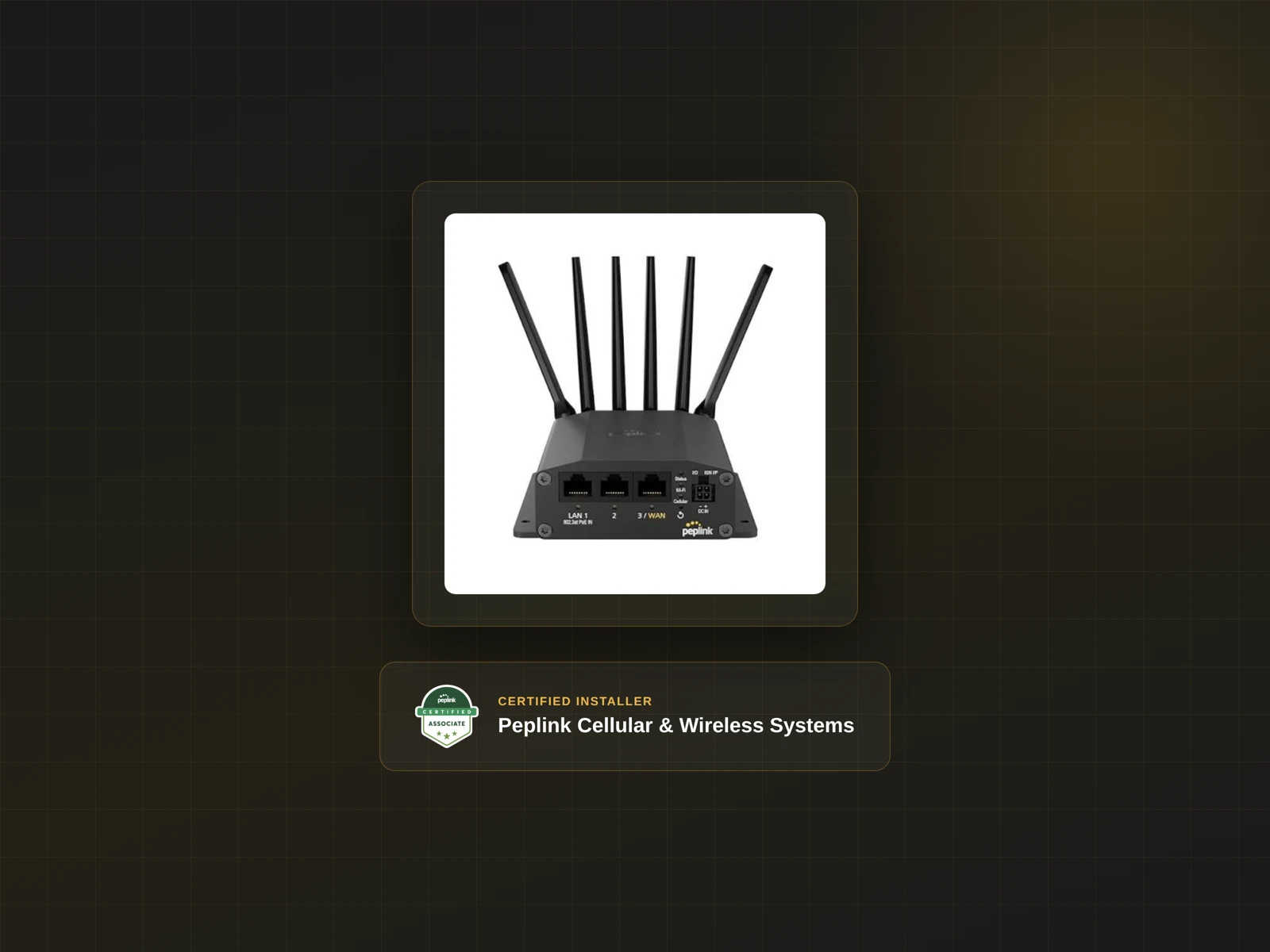 Peplink certified wireless and cellular connectivity systems for RVs.
